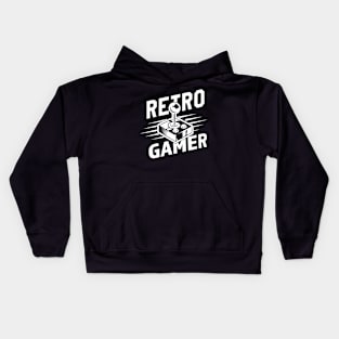 Retro Gamer in White Print Kids Hoodie